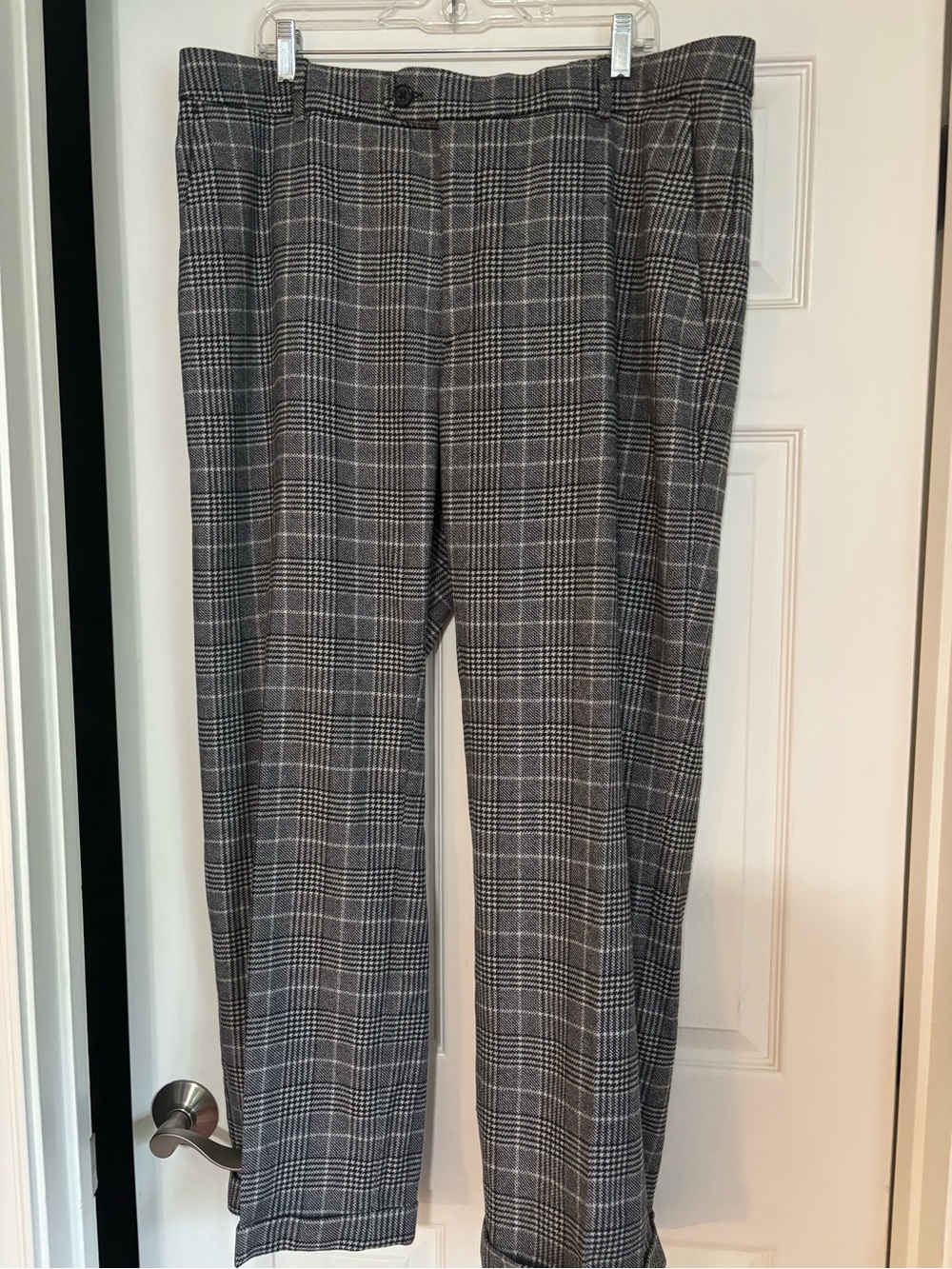 Banana Republic Gray Plaid Wide Leg wool blend Pants short length 18S